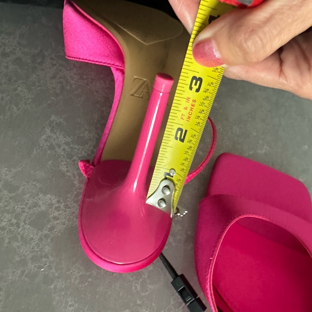 NWT Zara Fuchsia Pink Strapless Heeled Sandals Size 7.5 - Picture 6 of 7